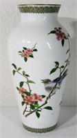 Shibata Japanese Vase Blue Bird Floral Gold Trim