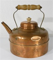 Vintage Copper Tea Kettle Wood Handle