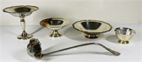 Silver Plated Pedestal Dishes & Ladle