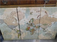 Lot of 3 Canvas Map Artworks