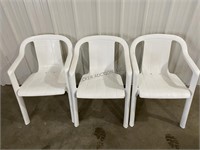3 Plastic White Outdoor Chairs