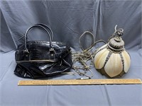 Vintage Hanging Lamp and Black Purse