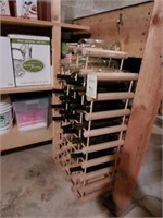 Wooden Wine Rack with Empty Bottles