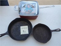 2 - Cast Iron Skillets & Cathy Mitchell Copper Pot
