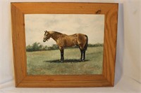 Vintage Hand Painted Horse Print