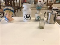 small coffee pot/ lady flower case/ candles