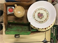 toy wagon/ tape measure/ coffee mug/ plate & bowl