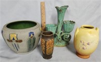 4 Pc Art Pottery Lot Roseville & Weller