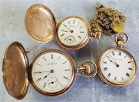 Lot of 3 Ladies Gold Filled Pocket Watches