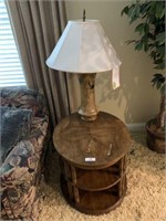 Round Lamp Table and Lamp
