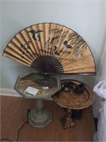 2 Stand Tables & Oriental Fan