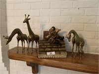 4 Brass Giraffes & Fiddler on the Roof Figurine