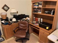 L Shaped Desk w/ Bookcase & Chair