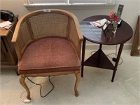 Cane Back Side Chair & Small Table