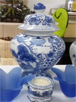 Blue and white Asian ginger jar