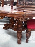 Rose marble and wood carved table