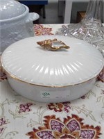White porcelain serving dish with shells