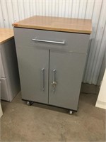 Wooden two  Door cabinet with drawer on casters