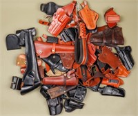 Huge Lot of Leather Holsters, Mag Carriers