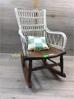 WHITE AND BROWN CHILDS ROCKER