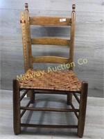 SLAT BACK CHAIR WITH WOVEN SEAT