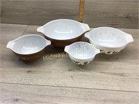 SET OF 4 OVAL PYREX NESTING BOWLS