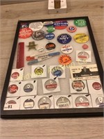 12 X 15 FRAME OF POLITICAL BUTTONS