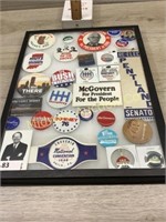12 X 15 FRAME OF POLITICAL BUTTONS