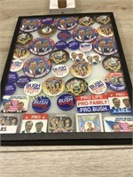 12 X 15 FRAME OF POLITICAL BUTTONS