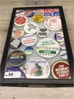 8 X 12 FRAME OF POLITICAL BUTTONS