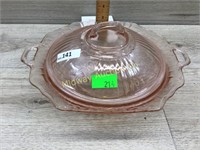 PINK DEPRESSION BOWL WITH LID