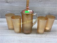 CARNIVAL PITCHER WITH 4 TUMBLERS