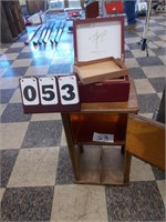 Cigar Box w/ Wooden Trays & Small Stand