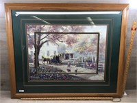 AMISH HOME PRINT DOUBLE MATTED IN OAK FRAME
