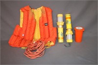 Lot - Life Jacket, Boat Safety Kit, Fish Markers