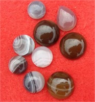 9 Polished Agate Stones (Cabochon) 1/2' to 3/4"