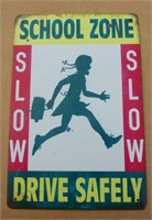 School Zone Slow Tin Sign 8" X 12"