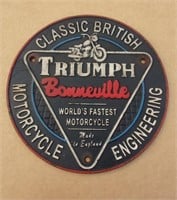 Triumph Motorcycle Sign Cast Iron 9 1/2"