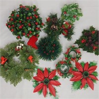 Candle Rings Plastic Vtg Holly Poinsettia