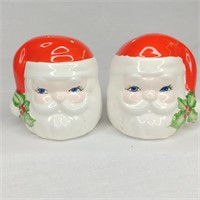 Pair Ceramic Painted Santas
