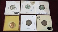 4 ROOSV & 2 BARBER DIMES, VARIOUS DATES ALL 90%