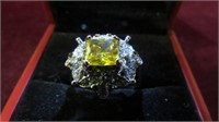 LADIES .925 SILVER CITRINE & WH SAPPHIRE RING