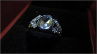 LADIES .925 SILVER WH SAPPHIRE RING, SZ 6.5