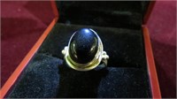 LADIES NATURAL STONE RING, .925 STERLING SZ 6.5