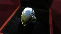 LADIES NATURAL STONE RING .925 STERLING, SZ 7