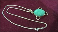 LADIES .925 TURQUOISE NECKLACE, 20" CHAIN