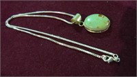 LADIES TURQUOISE NECKLACE, 20" BOX CHAIN