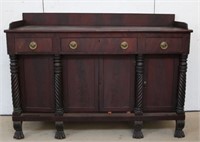 Period Empire Claw foot Sideboard w/gallery-as is