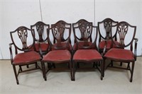 Mahogany Set of 8 Shield Back Dining Chairs
