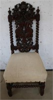 Heavily Carved Victorian Walnut Chair - as is